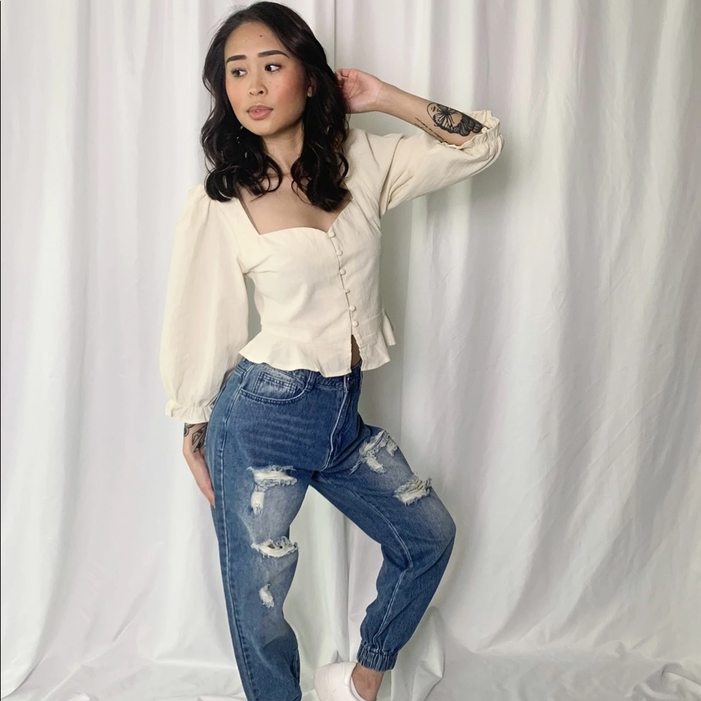 Ivory Flowy Top